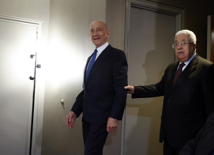 Abbas meets Olmert in New York, USA - 11 Feb 2020