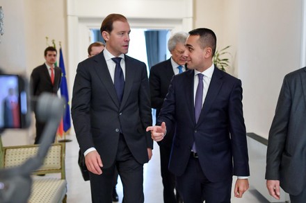 Italian Foreign Minister Luigi Di Maio receives Russian Industry and Trade Minister Denis Manturov, Rome, Italy - 14 Feb 2020