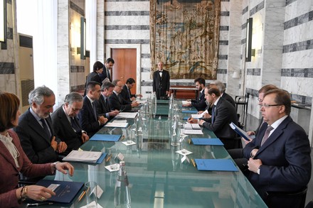Italian Foreign Minister Luigi Di Maio receives Russian Industry and Trade Minister Denis Manturov, Rome, Italy - 14 Feb 2020