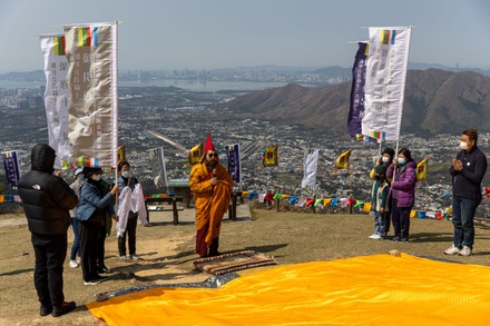 Buddhist prayer ceremony held in response to Covid-19 infections and deaths, Hong Kong, China - 18 Feb 2020
