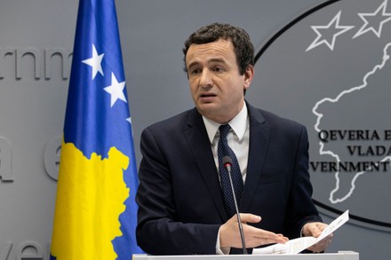 Prime minister of the Republic of Kosovo Albin Kurti holds a press conference, Pristina, Serbia - 26 Feb 2020