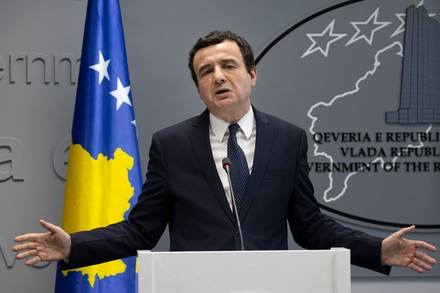 Prime minister of the Republic of Kosovo Albin Kurti holds a press conference, Pristina, Serbia - 26 Feb 2020