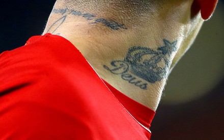 Tattoo On Neck Roberto Firmino Liverpool Editorial Stock Photo - Stock Image