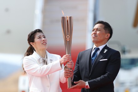 Tokyo Olympic Flame Arrival Ceremony  at Matsushima base, Miyagi, Japan - 20 Mar 2020