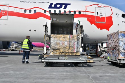 Medical supplies from China landed in Poland, Warsaw - 26 Mar 2020