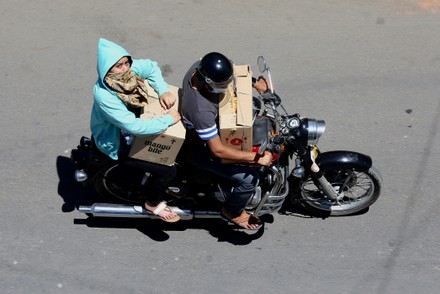 Indian Motorists Carrying Vegetables Rations Other Editorial Stock ...