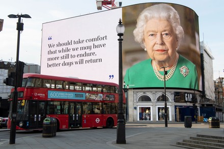 Queen Elizabeth Ii On Electronic Billboards Editorial Stock Photo ...