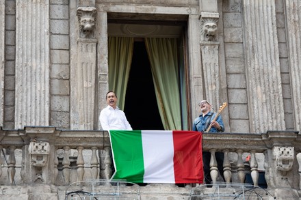 Milan Mayor sings popular protest song Bella ciao to mark Italy's 75th Liberation Day, Milan, Italy - 25 Apr 2020