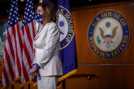 Speaker of the House Nancy Pelosi participates in a press conference during the COVID-19 coronavirus pandemic, Washington, USA - 30 Apr 2020