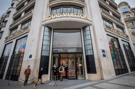 Louis Vuitton Store Is On The Champselysees In Paris Stock Photo