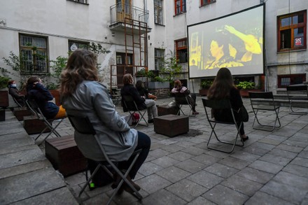 Outdoor cinema at a Patio, Lublin, Poland - 03 Jun 2020