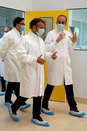 French President Macron visits the French drugmaker's vaccine unit Sanofi Pasteur plant near Lyon, Marcy Letoile, France - 16 Jun 2020