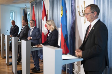 Foreign ministers of Switzerland, Liechtenstein, Austria, Baden-Wuertenberg talk reopening, Kreuzlingen - 17 Jun 2020