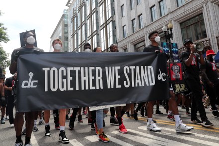 NBA Wizards and WNBA Mystics players march to support Black Lives Matter, Washington DC, USA - 19 Jun 2020