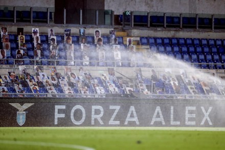 Well-wishes for seriously injured racing driver Alex Zanardi displayed during Lazio-Fiorentina Serie A match, Roma, Italy - 27 Jun 2020