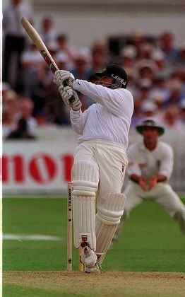 England V Australia Sixth Test Match Trent Bridge Nottingham. Mark Taylor Australia Unleashes This Shot Off Devon Malcolm England... 1997