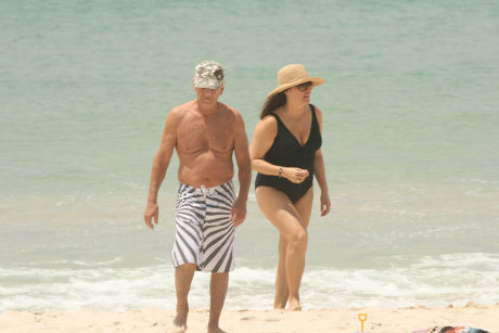 Paul  Hogan and wife at Byron Bay, Australia - 26 Dec 2009