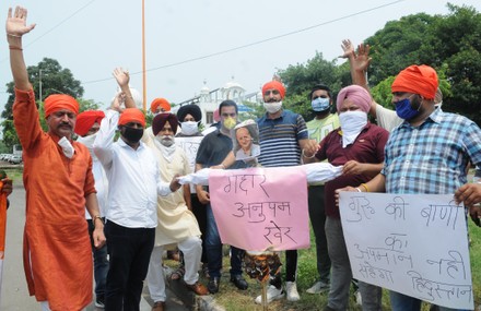 Youth Congress Protest And Raise Slogans Against Bollywood Actor Anupam Kher Over Alleged Remarks On Gurbani, Chandigarh, India - 02 Jul 2020