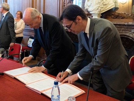 Jacques Toubon, signs an installation agreement with Maison France Services, Strasbourg, France - 06 Jul 2020