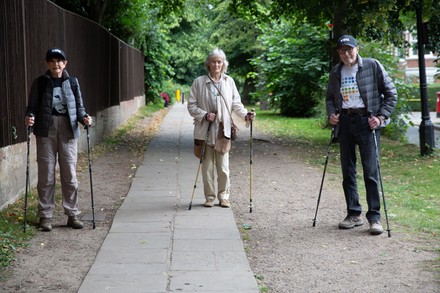 Virginia McKenna and Will Travers, Born Free Founders, join Hampstead veterans Angela & Martin Humphery on campaign walk, Hampstead Heath, UK - 06 Jul 2020