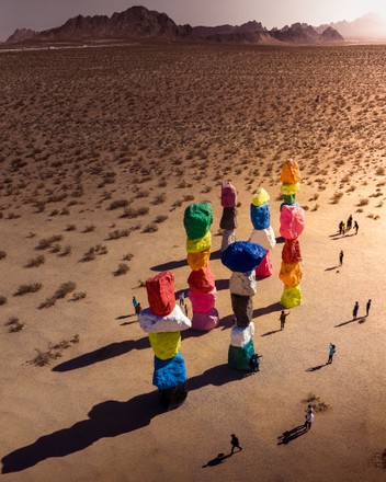Brightly coloured sculptures, Mojave desert, Nevada, USA - 16 Jun 2020