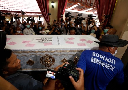 People Gather Around Coffin During Ceremony Editorial Stock Photo 