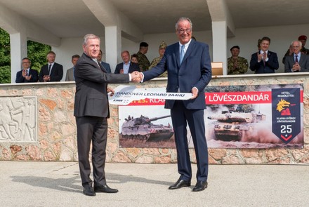 Hungarian army receives first 4 Leopard battle tanks from German manufacturer KMW, Tata, Hungary - 24 Jul 2020
