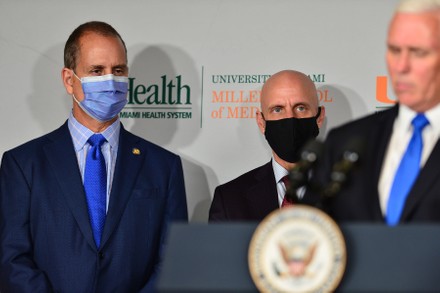 Vice President Mike Pence press conference on Phase III trials for Coronavirus vaccine, Miami, Florida. USA - 27 Jul 2020