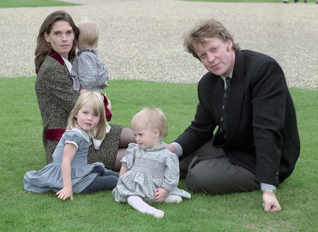 Charles Edward Maurice Spencer, 9th Earl Spencer, pictured with his first wife Victoria Lockwood and their three children, Althorp Hall, Northamptonshire, UK - 18 Jul 1993