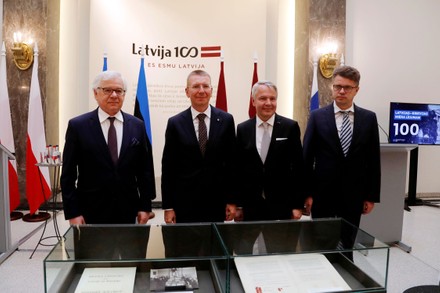 Finland, Estonia and Poland help marking centenary of Latvian-Soviet Peace Treaty in Riga, Latvia - 11 Aug 2020