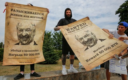 Protesters Hold Posters Belarusian President Alexander Editorial.