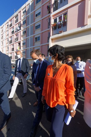 Minister of Overseas France Sebastien Lecornu meets residents of social housing, Saint-Denis, La Reunion, France - 18 Aug 2020