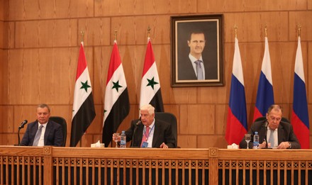 Russian Foreign Minister Sergei Lavrov and Russian Deputy Prime Minister Yuri Borisov visit Damascus, Syria - 07 Sep 2020