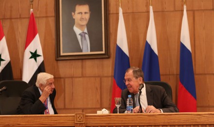 Russian Foreign Minister Sergei Lavrov and Russian Deputy Prime Minister Yuri Borisov visit Damascus, Syria - 07 Sep 2020