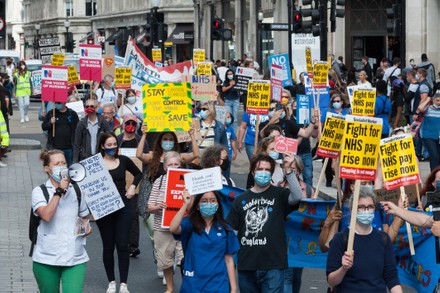 NHS staff march for pay rise, BBC Broadcasting House, London, UK - 12 ...