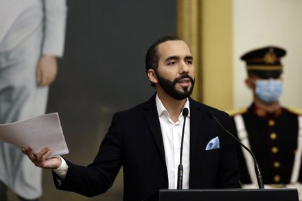 President El Salvador Nayib Bukele Speaks Editorial Stock Photo - Stock