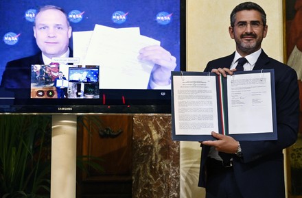 Space cooperation agreement signed with the United States, Rome, Italy - 25 Sep 2020
