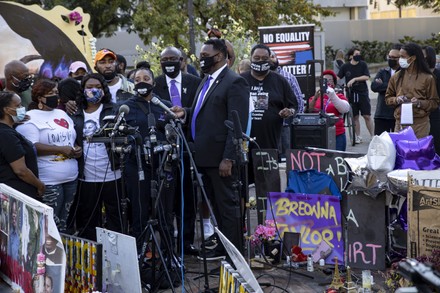 Attorneys addresses the press at the memorial for Breonna Taylor's death in Louisville, US - 25 Sept 2020