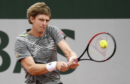 Kevin Anderson of South Africa hits a backhand during his first round match against Laslo Dere of Serbia the French Open tennis tournament at Roland Garros in Paris, France, 29 September 2020.
