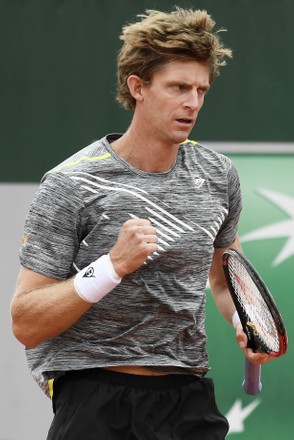 Kevin Anderson of South Africa celebrates a point during his first round match against Laslo Dere of Serbia the French Open tennis tournament at Roland Garros in Paris, France, 29 September 2020.