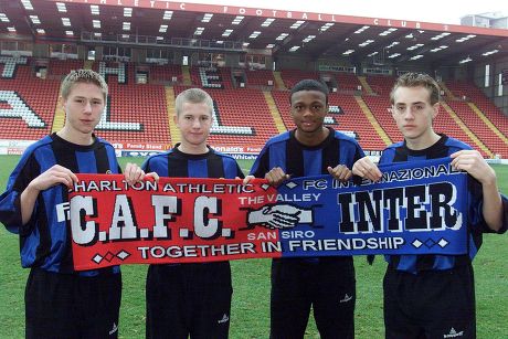 Charlton Athletic Fc Youth Players: L-r Stacy Long 15 Chris Nunn 15 Osei Sankofa 14 And Alex Varney 15 Who Will Travel To Milan And Train At The Internazionale Academy For A Week As Part Of The Agreement Between Inter Milan And The South London Club