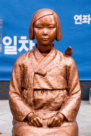 The Comfort Women Statue or the Statue of Peace is seen in front of the ...