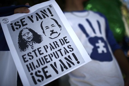 Nicaraguans in Costa Rica demonstrate against Ortega at OAS headquarters in San Jose - 20 Oct 2020