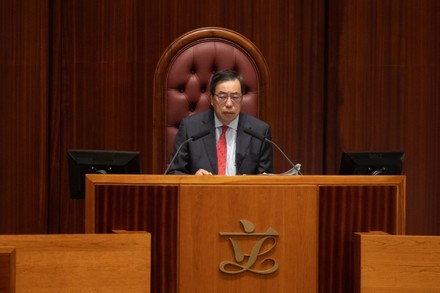 Legislative Council President Andrew Leung addresses LegCo in Hong Kong, China - 12 Nov 2020