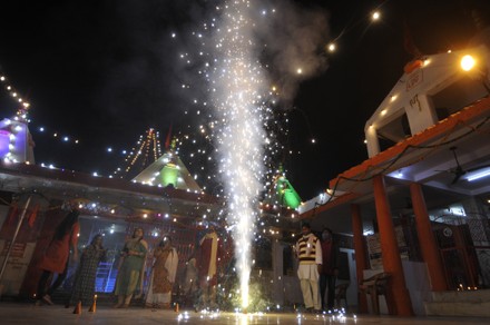 People Burst Firecrackers Temple On Occasion Editorial Stock Photo ...