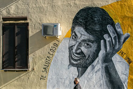 Mural tribute to Gigi Proietti, Trullo, Rome, Italy - 18 Nov 2020