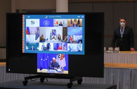 EU President Michel takes part in the virtual G20 meeting hosted by Saudi Arabia, in Brussels, Belgium - 21 Nov 2020