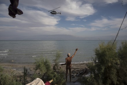 Naturist Camper Waving Helicopter Metsuke Dragot Editorial Stock Photo