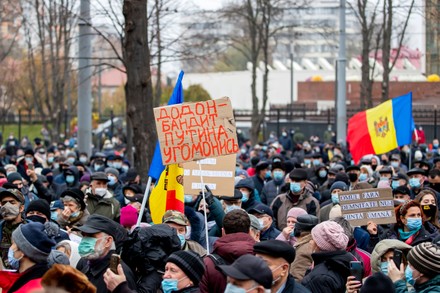 People Attend Anti-government Protest, Chisinau, Moldova Republic Of ...