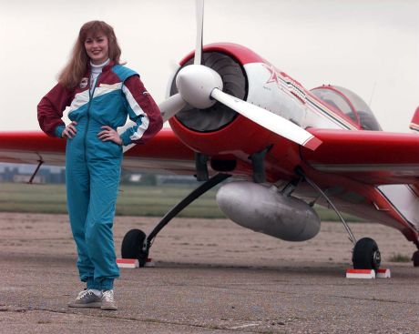 World Champion Aerobatic Pilot Svetlana Kapanina Who Will Fly A Stunning Series Of Solo Manoeuvres In Her Sukhoi Arcraft At Biggin Hill Air Show.